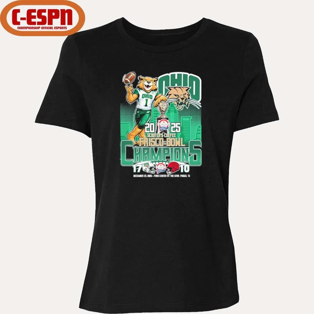 Official Ohio Bobcats Mascot 2025 Frisco Bowl Champions Score Shirt
