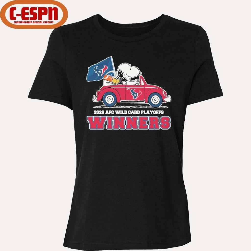 Official The Peanuts Driving Car X Houston Texans 2026 AFC Wild Card Winners Shirt