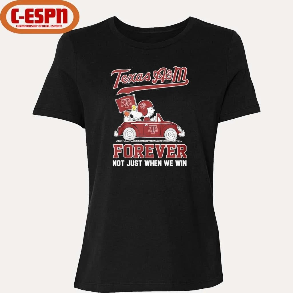 Official The Peanuts Driving Car X Texas A&m Aggies Forever Not Just When We Win Shirt