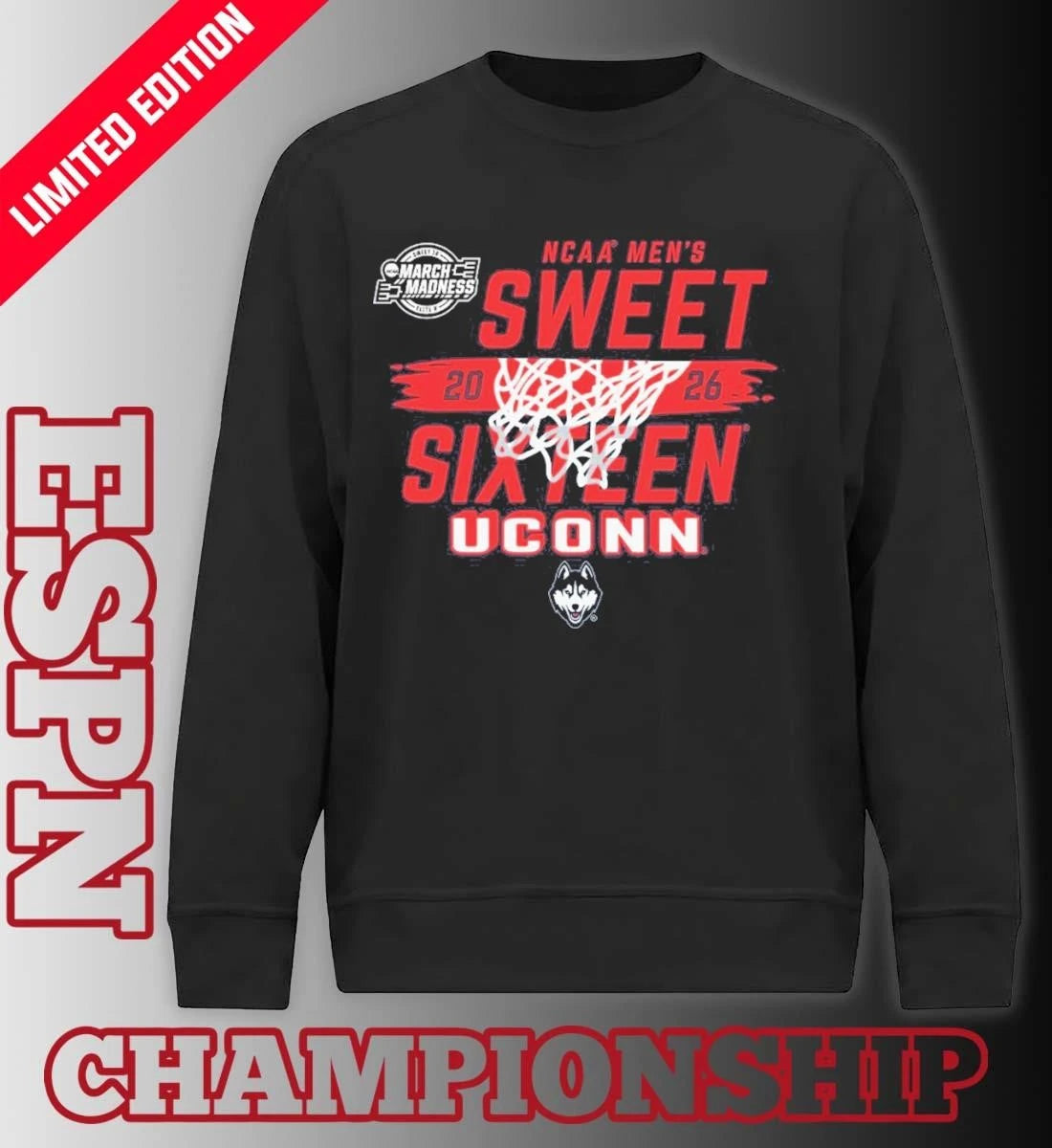 Official UConn Huskies Men’s Basketball Sweet 16 Bound T-Shirt