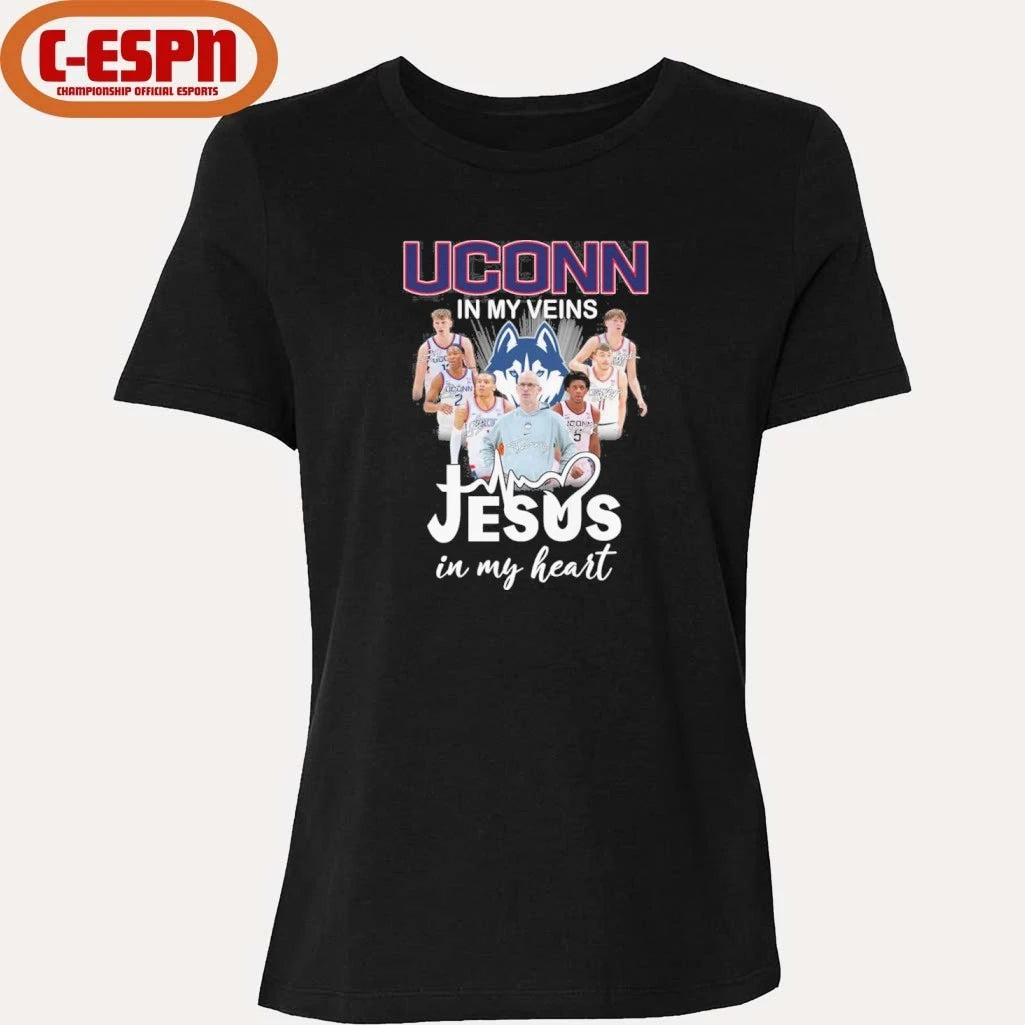 Official Uconn Men’s Basketball In My Veins Jesus In My Heart Shirt