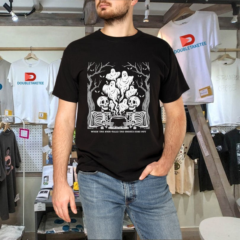 Official When The Nigh Falls The Ghosts Come Out Ghost Night Skeletons Shirts