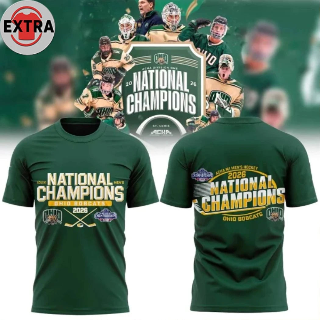 Ohio Bobcats Hockey 2026 ACHA M1 National Men’s Hockey Champions Logo Two Sided Shirt