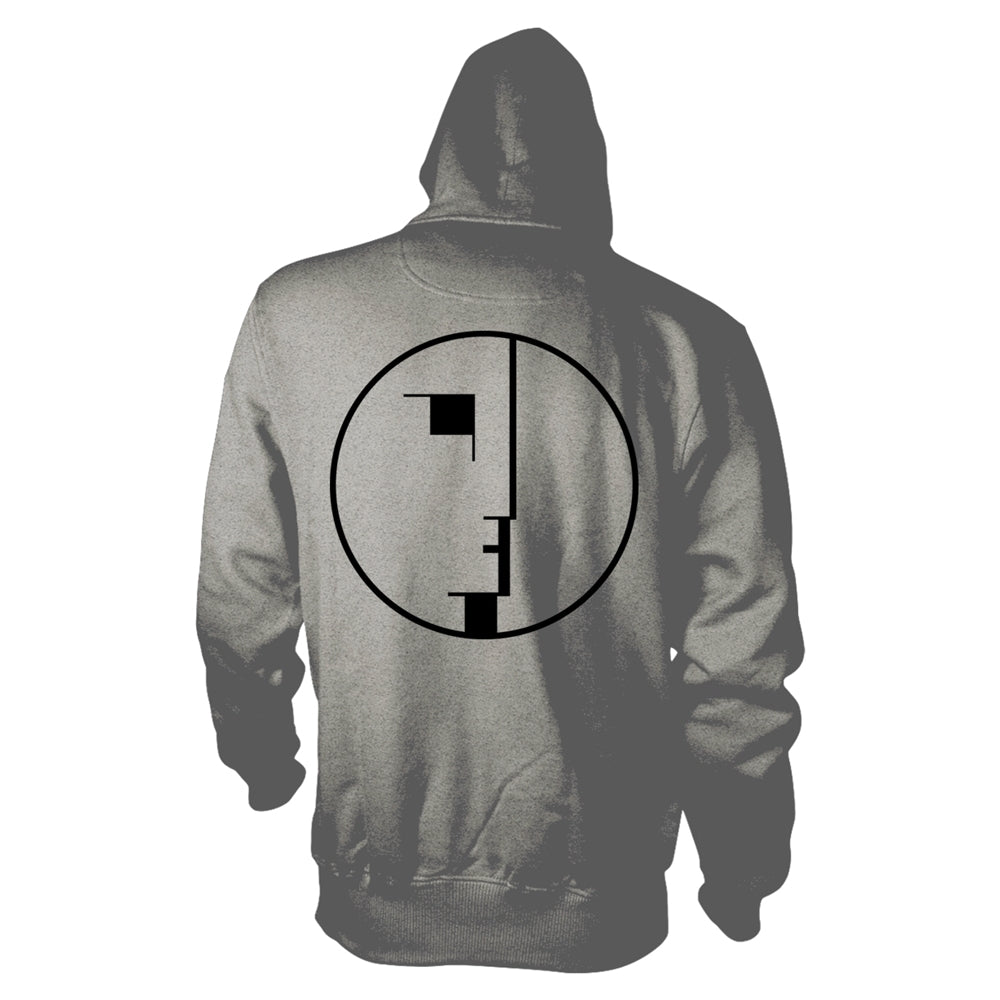 Bauhaus Unisex Zipped Hoodie: Logo (Grey)(back print)