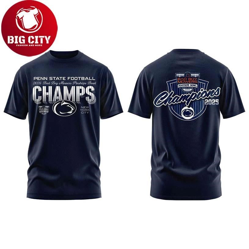 Penn State 2025 Pinstripe Bowl Champions Two Sided Shirt