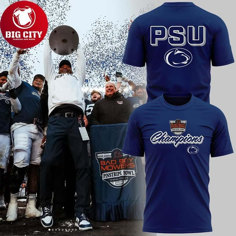 Penn State Nittany Lions Pinstripe Bowl Champions Navy 2025 Two Sided Shirt