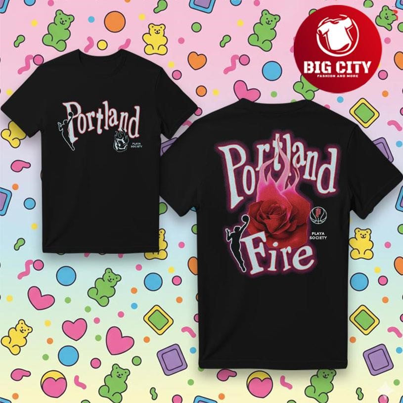 Portland Fire Burning Rose Two Sided Shirt