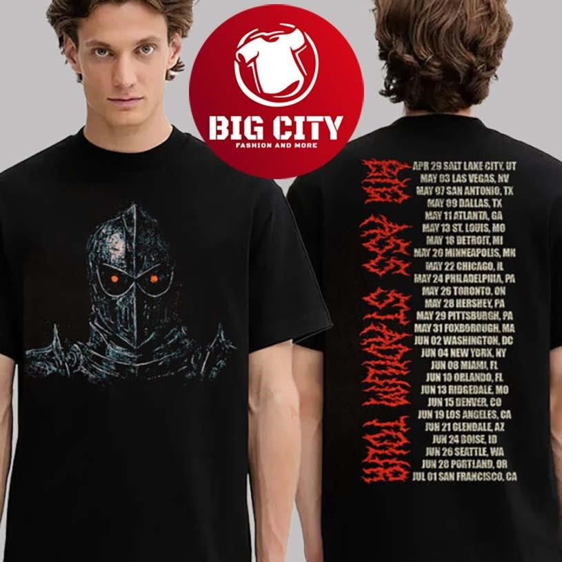 Post Malone Merch Tee Knight Big Ass Stadium Tour Schedule 2025 New Two Sided Shirt