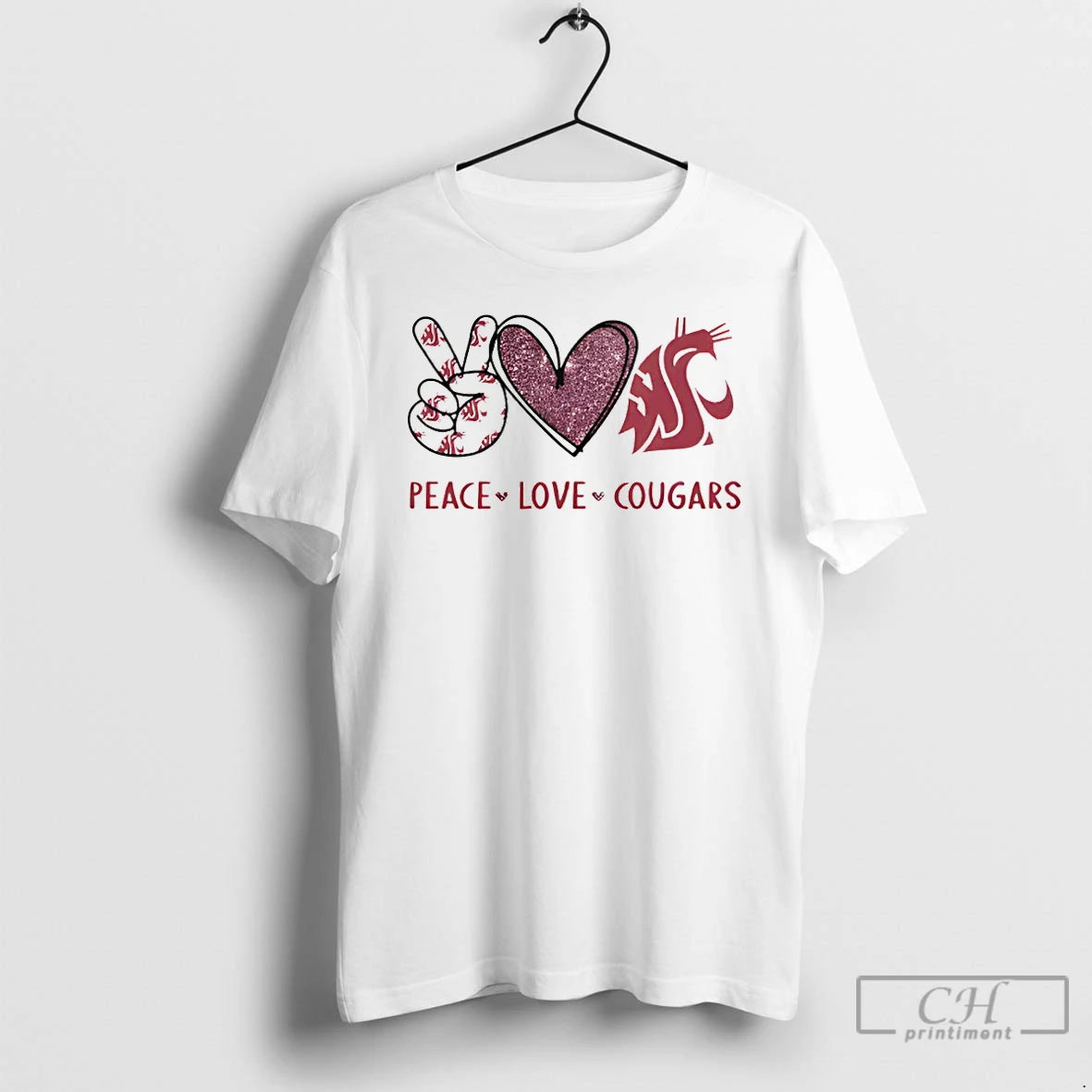Premium Peace Love Washington State Cougars Logo