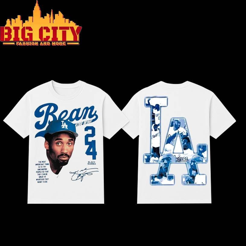 Puka Nacua Bean Kobe Bryant Dodgers 24 Black Mamba Two Sided Shirt