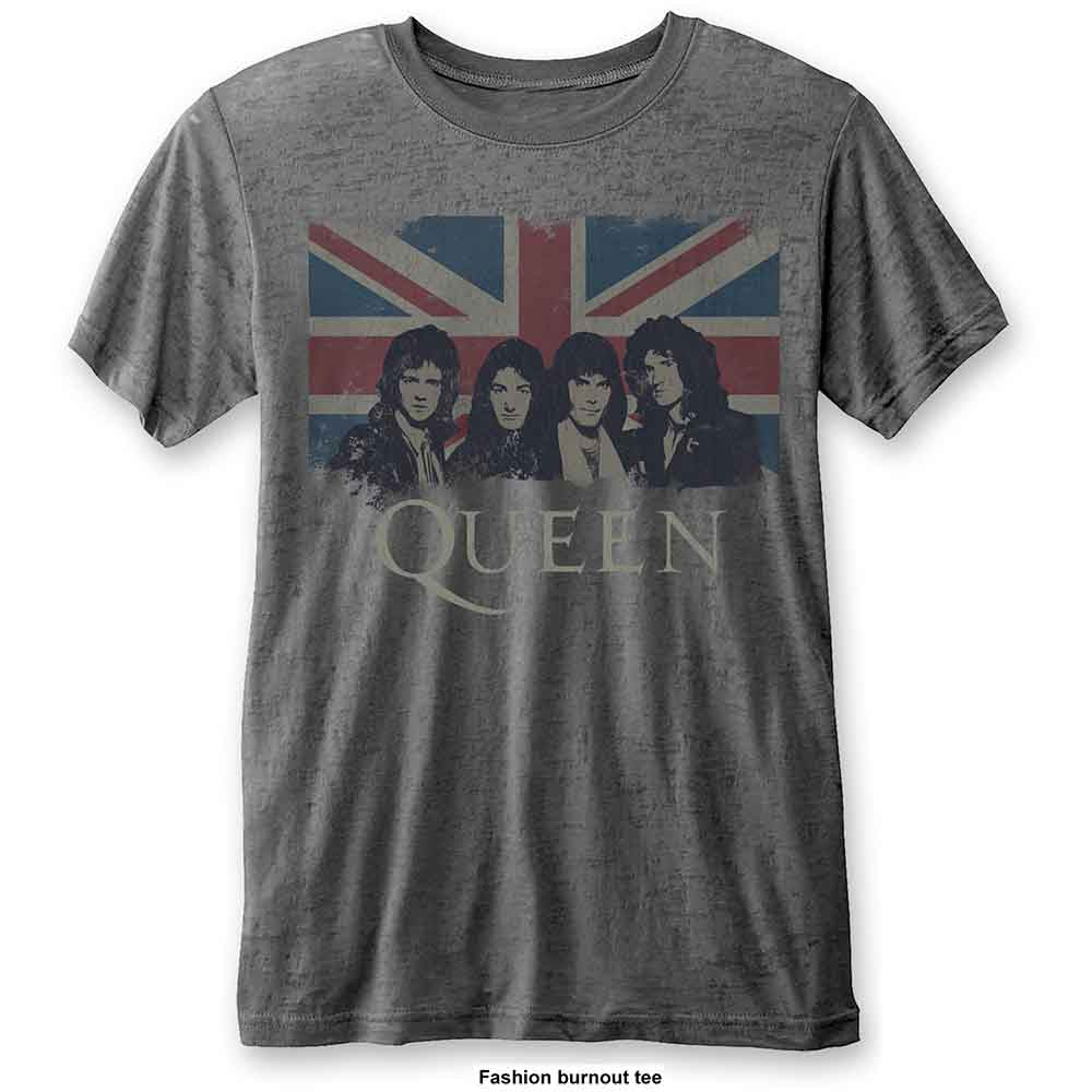 Queen T-Shirt: Vintage Union Jack (Burnout)
