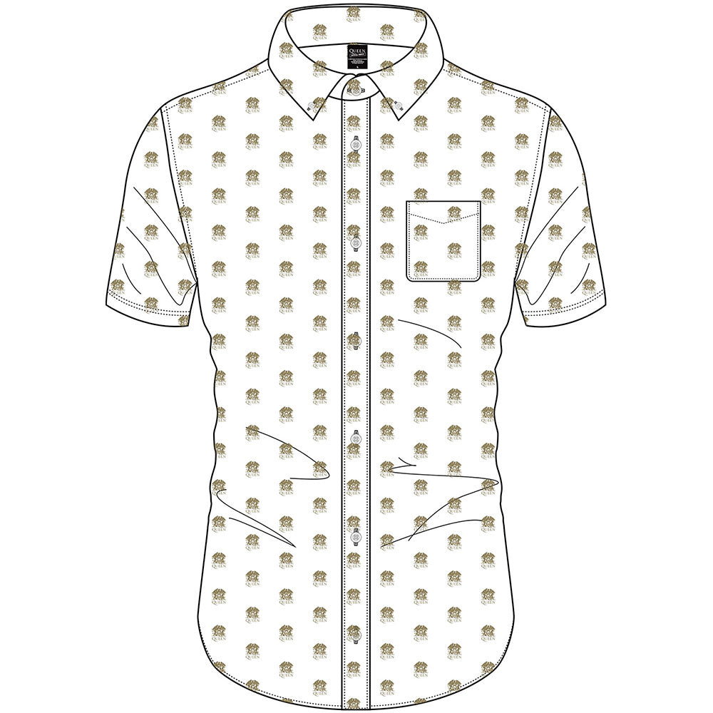Queen Unisex Casual Shirt: Crest Pattern