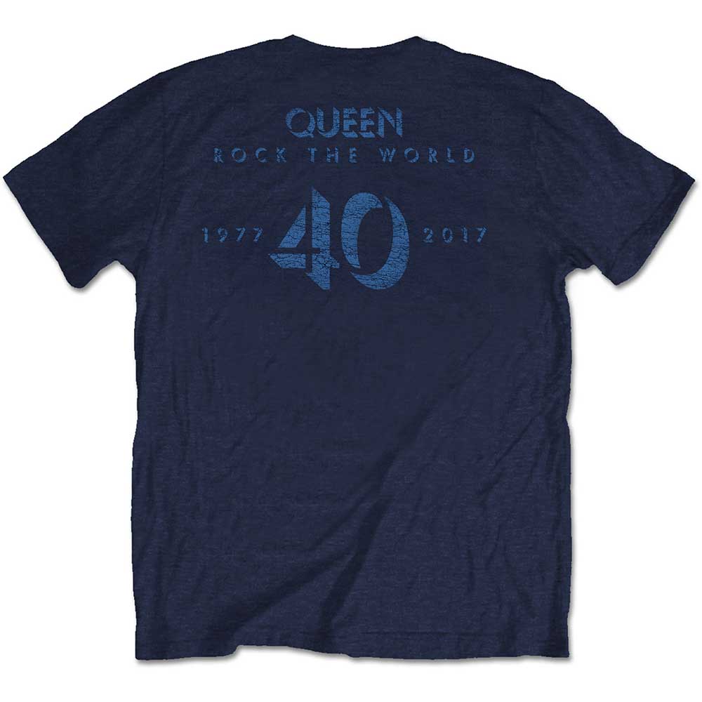 QUEEN Attractive T-Shirt, Back News Of The World 40th Vintage Logo