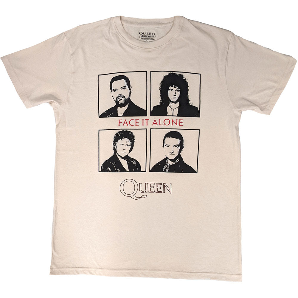 Queen | Official Band T-Shirt | Face It Alone Squares (Natural)