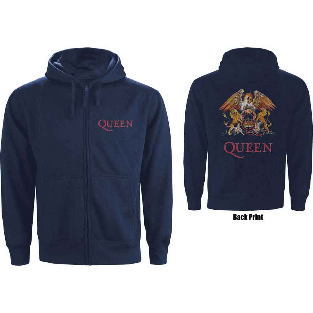 Queen Zipped Hoodie: Classic Crest (Back Print)