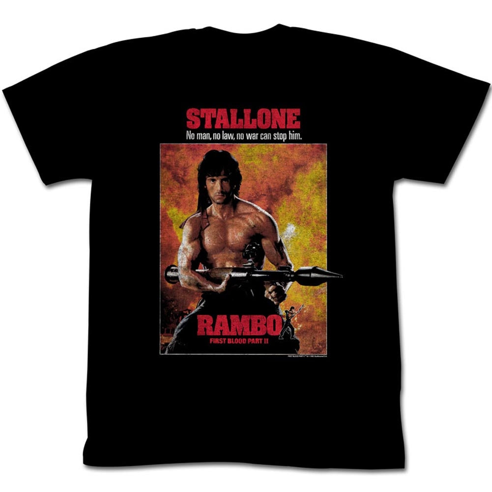 Rambo Mens S/S T-Shirt - Part Ii - Solid Black