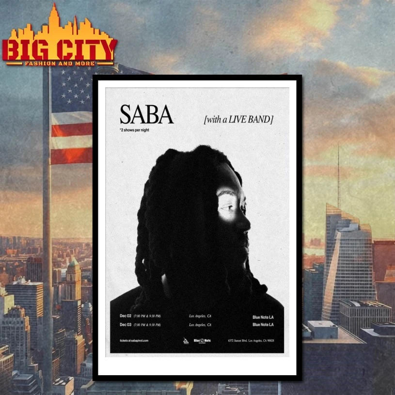 Saba Dec 2-3 2025 Blue Note LA Los Angeles CA Poster shirt