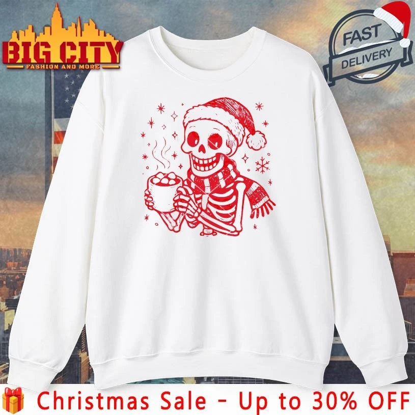 Santa Skeleton Hot Cocoa Christmas 2025 Shirt