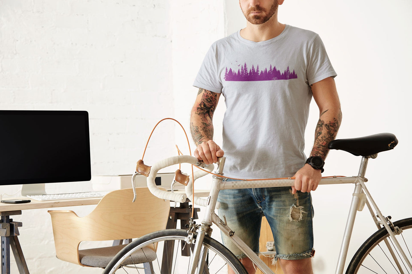 Silhouette Forest Cyclist - Unisex T-shirt