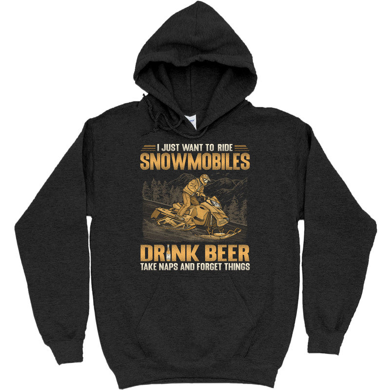 Snowmobile Drink Beer Forget Things T-Shirt GSA099