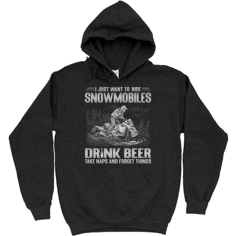 Snowmobile Drink Beer Take Naps Forget Things T-Shirt GSB140