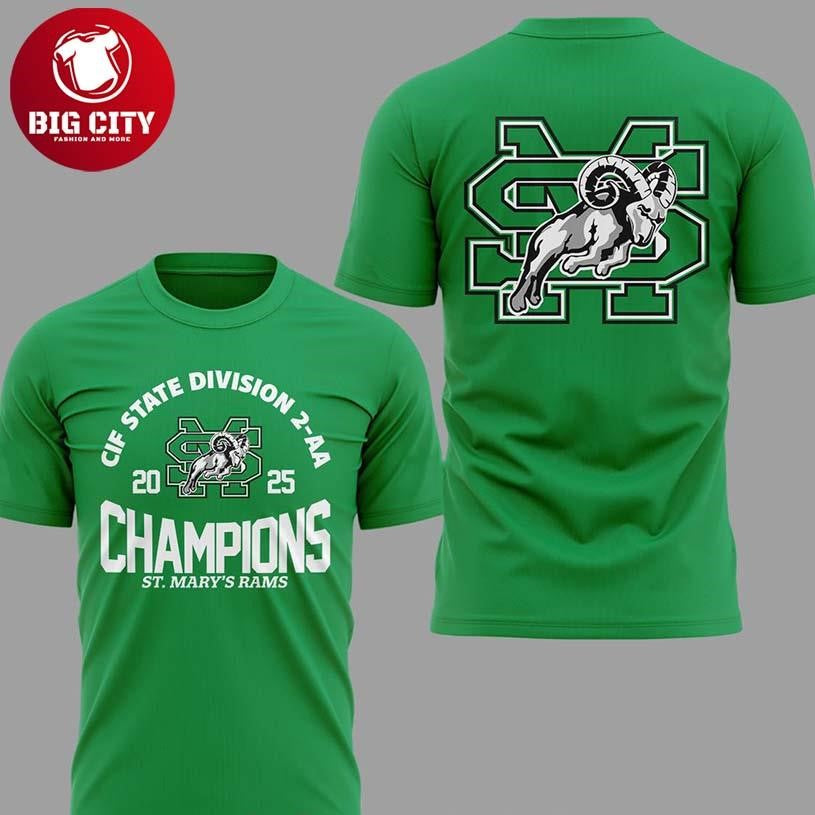 St. Mary’s Rams Football CIF State Division 2-AA Champions 2025 Two Sided Shirt