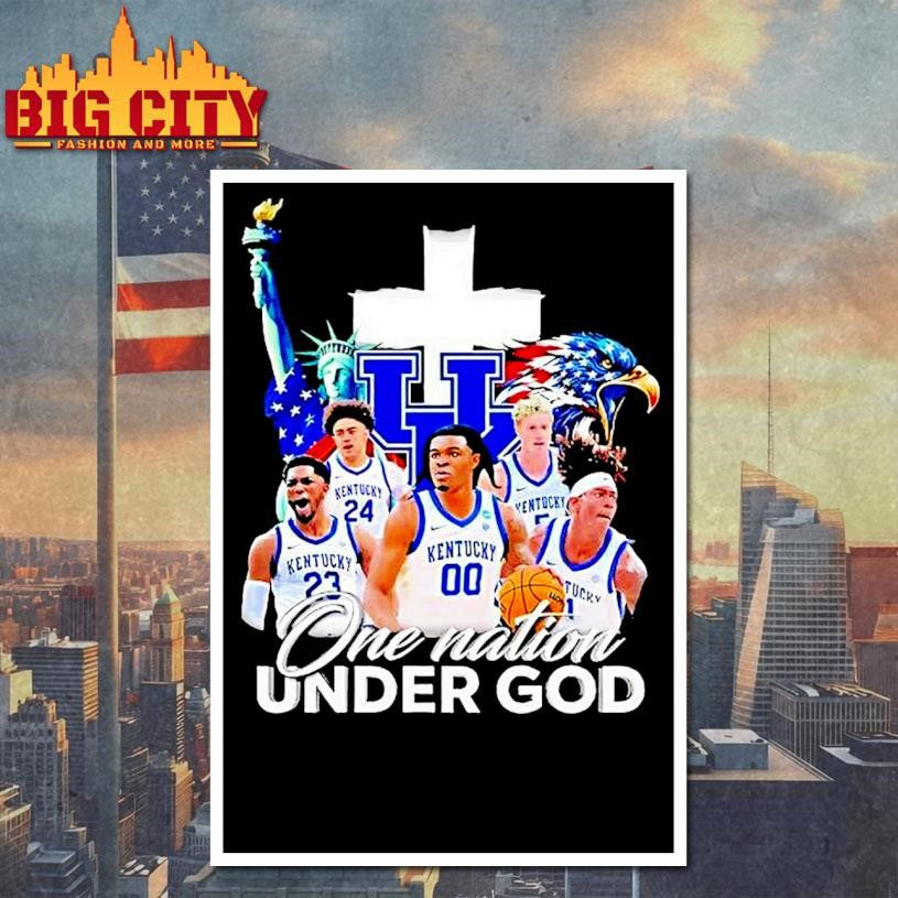 Statue Of Liberty Eagle And Kentucky Wildcats Players One Nation Under God Shirt