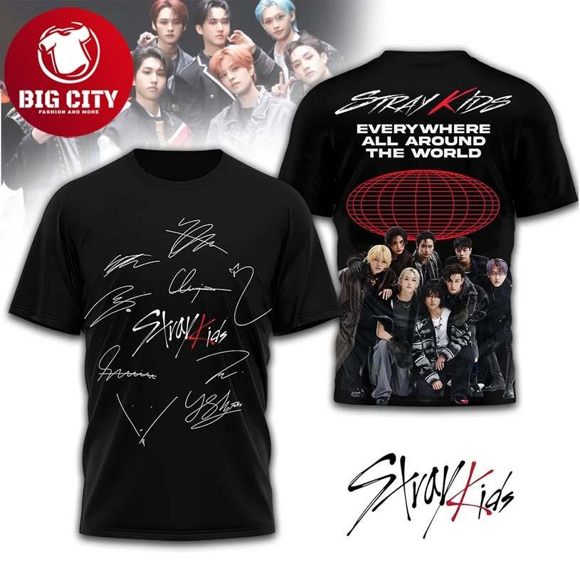 Stray Kids Everywhere All Around The World Graphic Shirt Kpop Two Sided Shirt