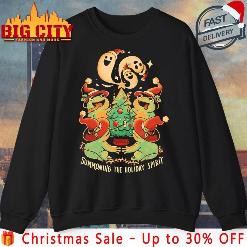 Summoning The Holiday Spirit Frogs with ghost shirt