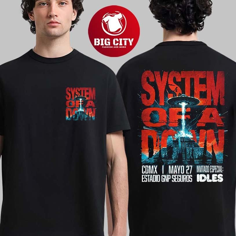 System Of A Down Mexico Tour CDMX 2026 At Estadio GNP Seguros On May 27 2026 Two Sided Shirt