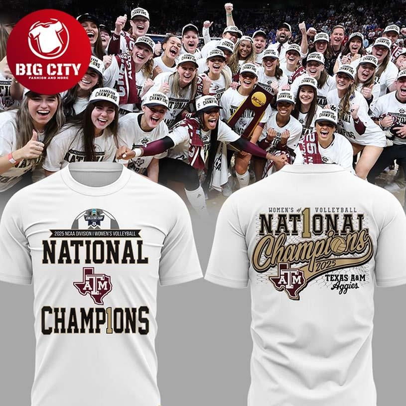 Texas A&M Aggies 2025 NCAA Volleyball National Champions Locker Room Two Sided Shirt