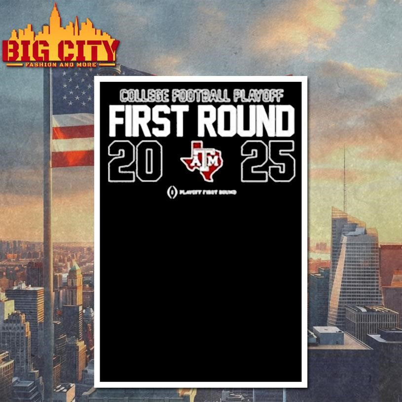 Texas A&M Aggies NCAA 2025 College Football Playoff First round logo shirt