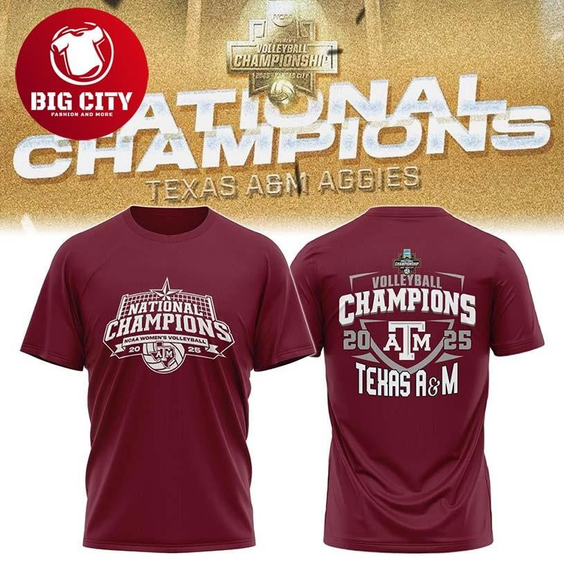 Texas A&M Aggies NCAA Volleyball National Champions Two Sided Shirt