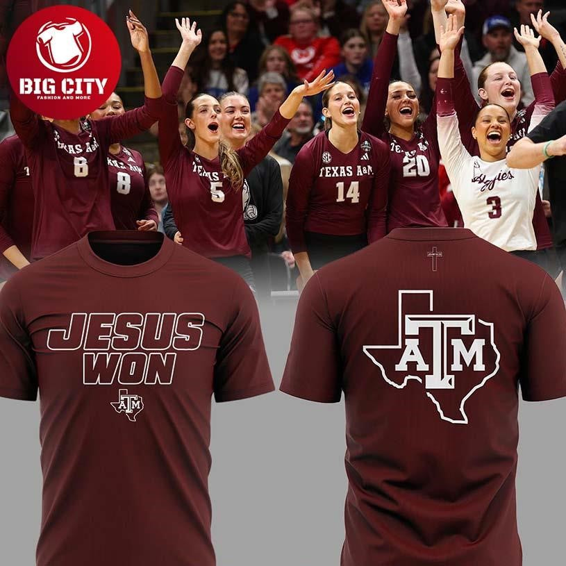 Texas A&M Aggies Volleyball 2025 Jesus Won In Faith Two Sided Shirt