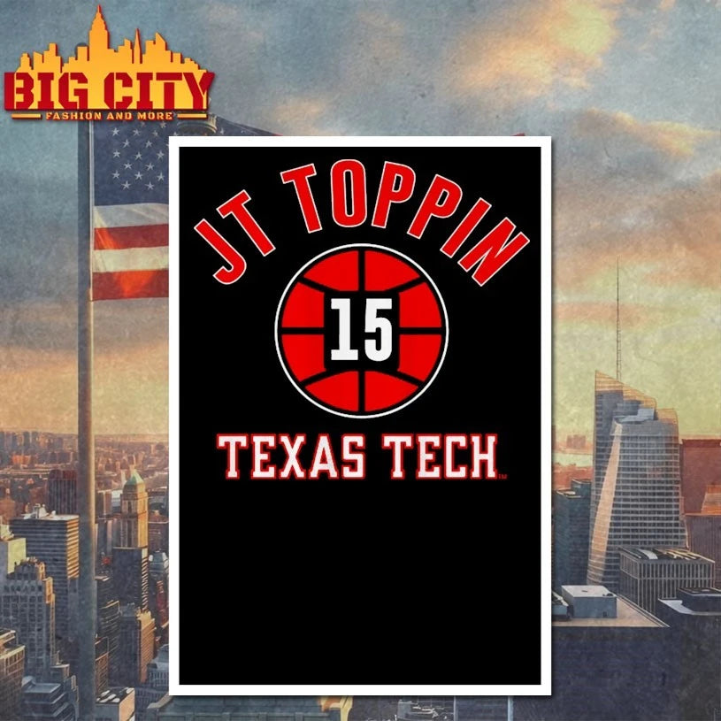 Texas Tech Basketball JT Toppin Name Number Ball 15 shirt