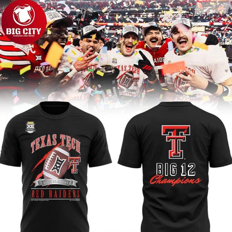Texas Tech Red Raiders 2025 Big 12 Guns Up Champions Two Sided Shirt
