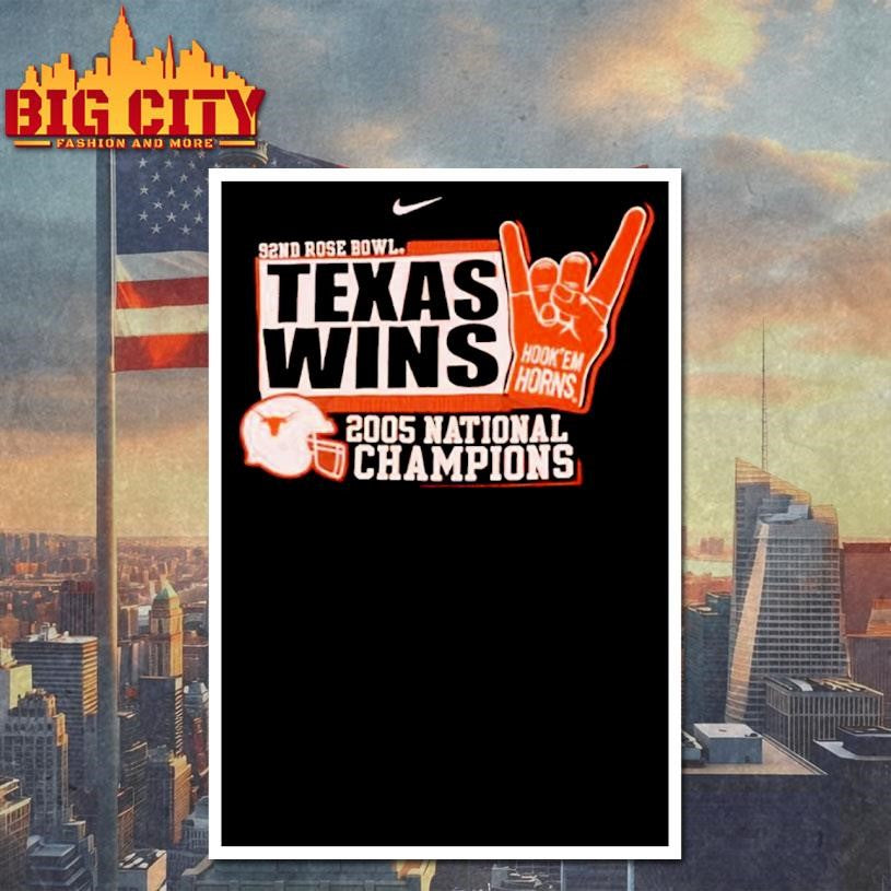 Texas Wins Hook Em Horn 2025 92nd Rose Bowl National Champions Shirt