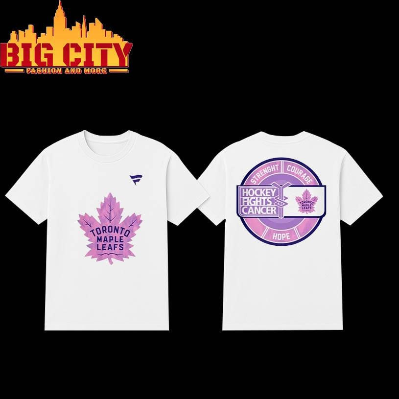 Toronto Maple Leafs Hockey Fights Cancer 2025 Two Sided Shirt