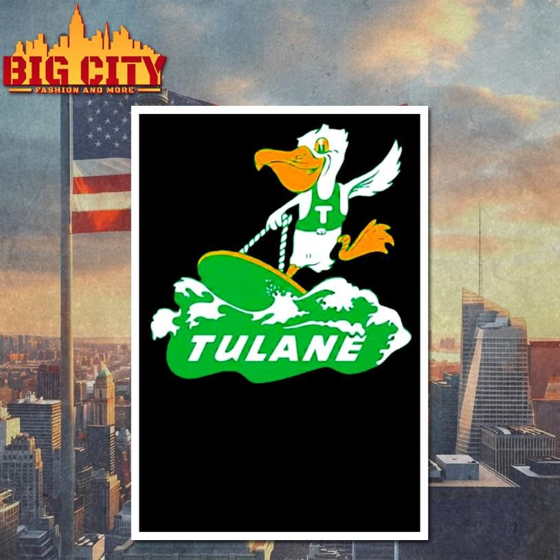 Tulane Green Wave Mascot Surfboard Logo Shirt