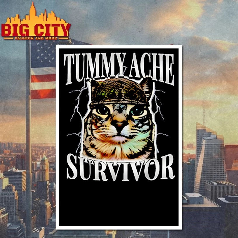 Tummy ache survivor cat funny shirt
