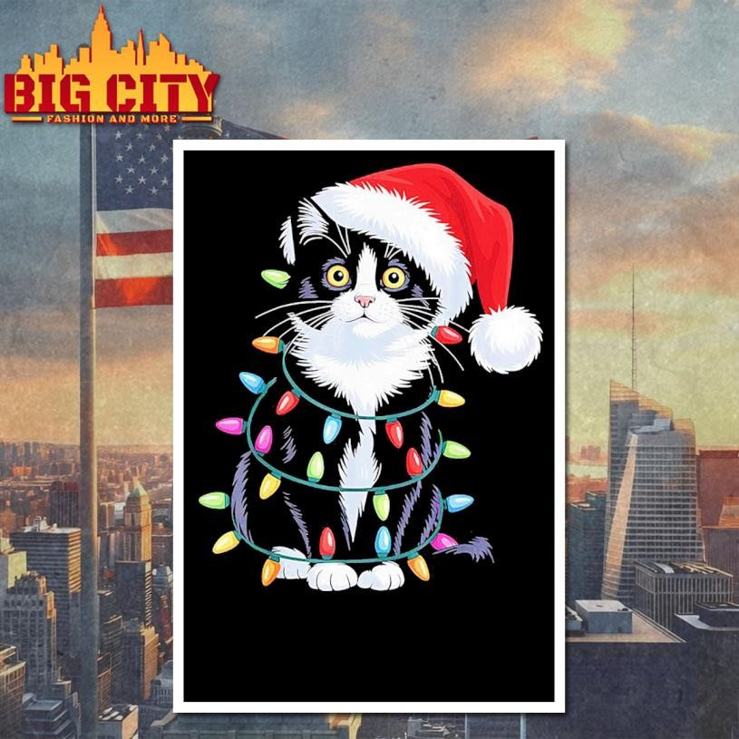 Tuxedo Cat Meow Santa Tuxie Christmas Tree Shirt