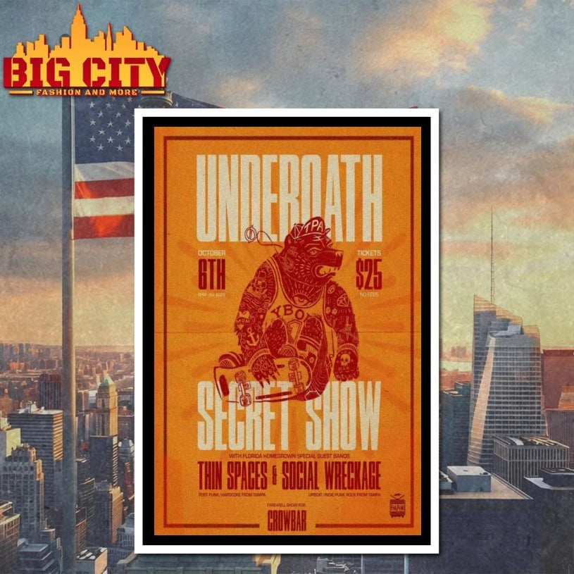 Underoath Concert at Crowbar, Tampa, FL Oct 6, 2025 Poster Shirt