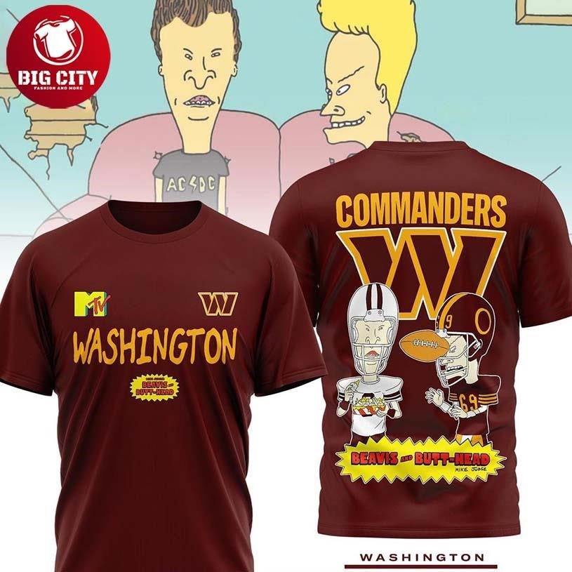 Washington Commanders Beavis And Butt-Head 2025 Two Sided Shirt
