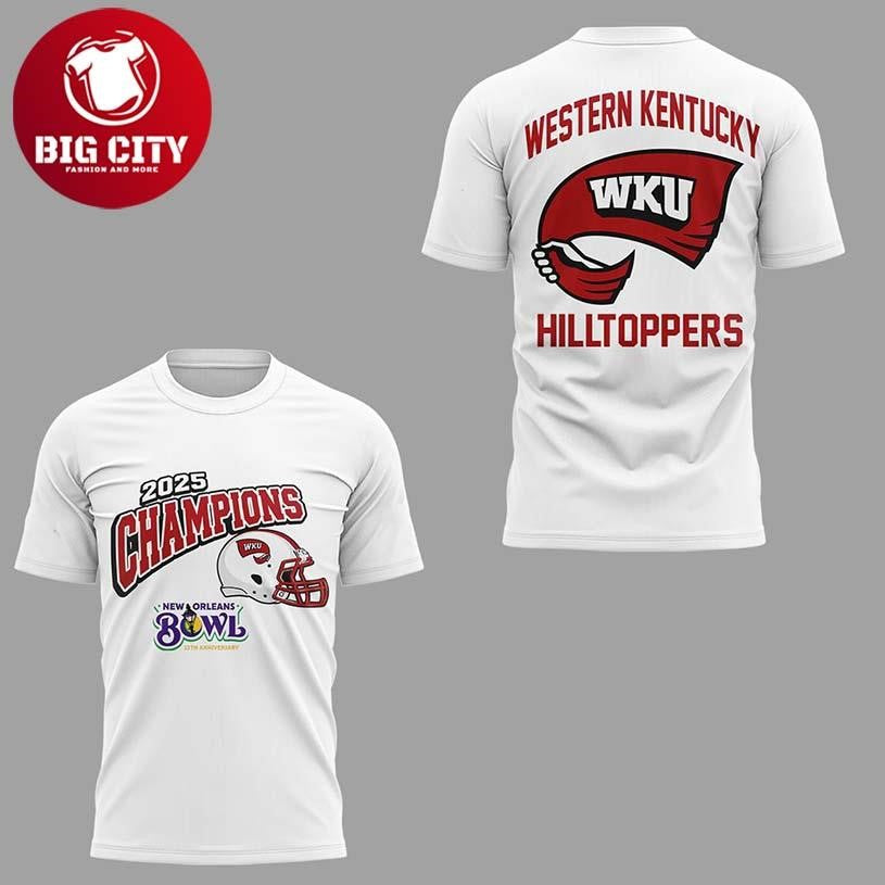 Western Kentucky Hilltoppers Champions 2025 New Orleans Bowl Two Sided Shirt