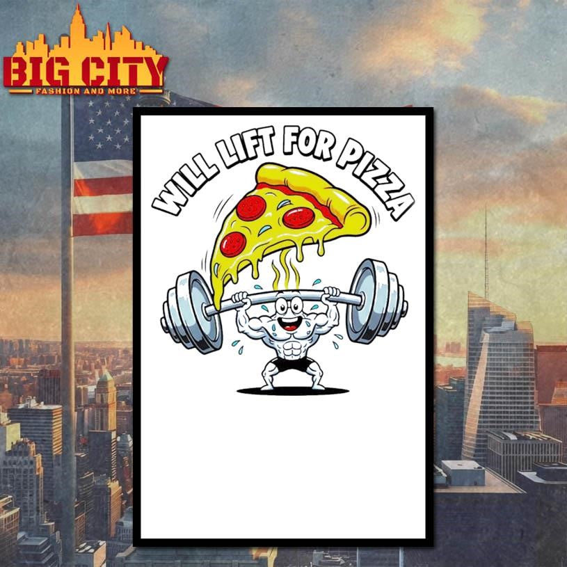 Will Lift For Pizza Funny Gym Cartoon Shirt