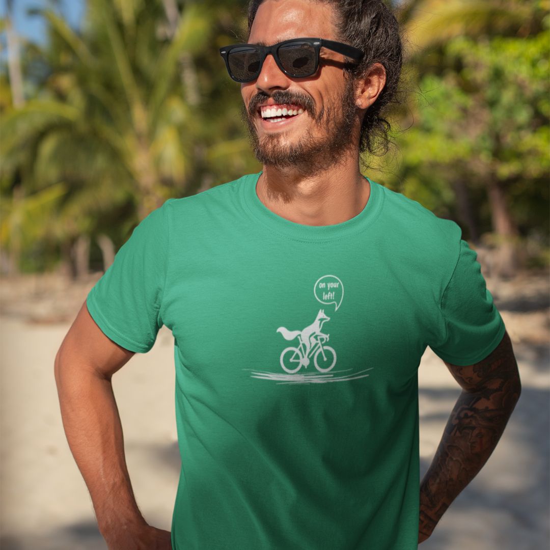 Woodland Cyclist Fox - On Your Left - Unisex T-shirt