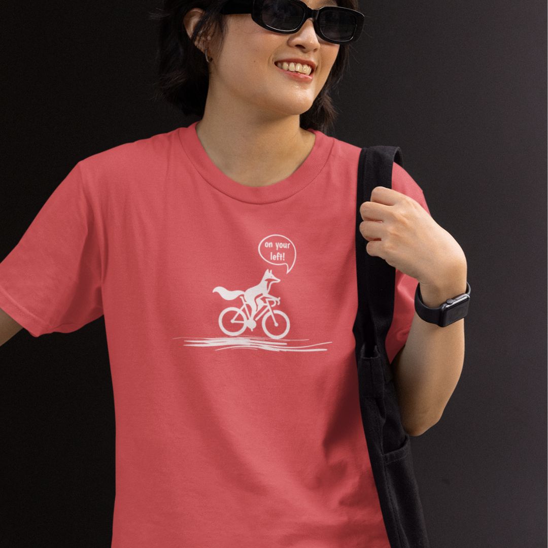 Woodland Cyclist Fox - On Your Left - Unisex T-shirt