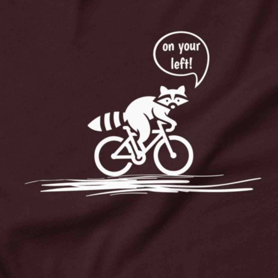 Woodland Cyclist Raccoon - On Your Left - Unisex T-shirt