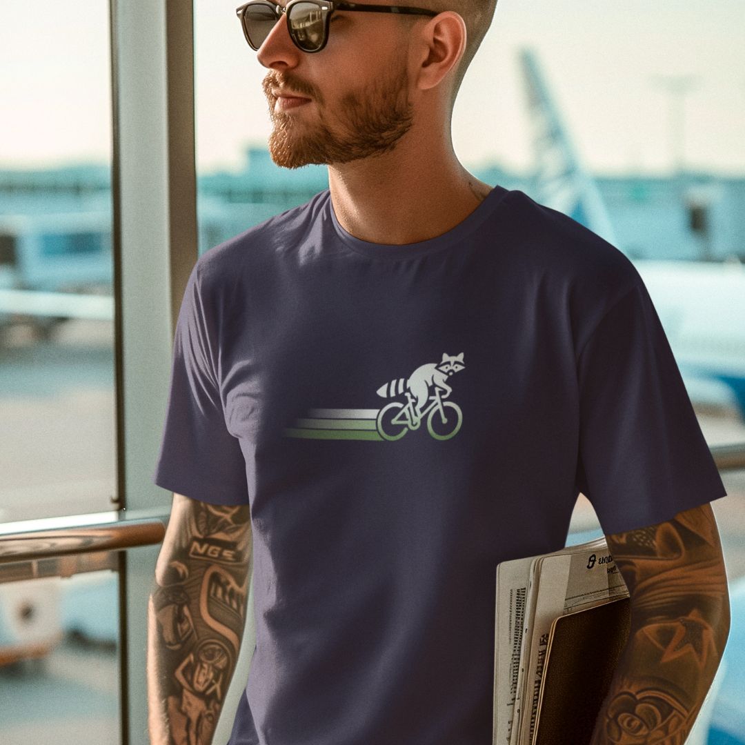 Woodland Cyclist Raccoon - Unisex T-shirt