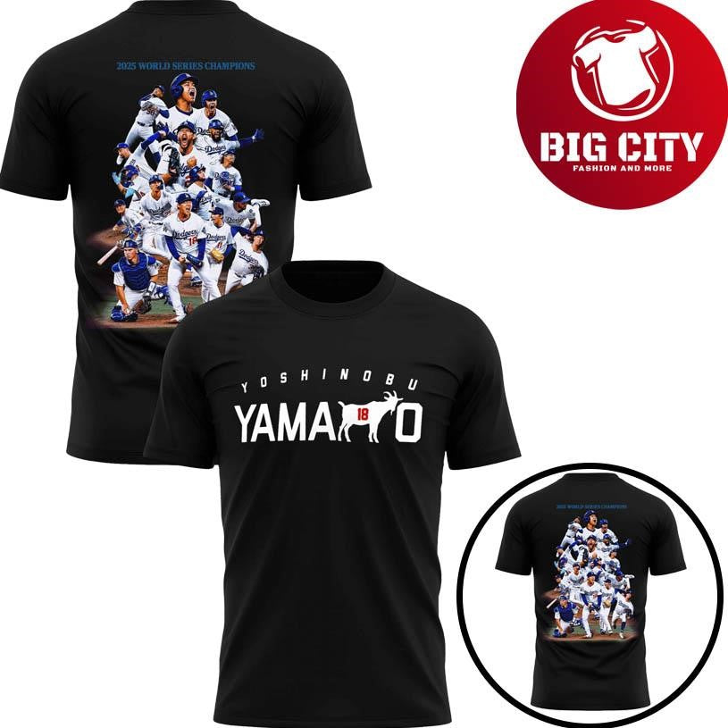 Yamamoto LA Dodgers GOAT World Series 2025 Two Sided Shirt